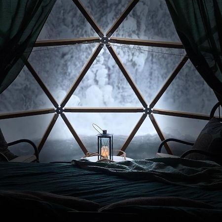 Aurora Igloo Fireplace-Heated Tents In A Secret Forest With Private Jacuzzi And Shared Sauna Bathroom And Dog Friendly โรวานิเอมิ ภายนอก รูปภาพ